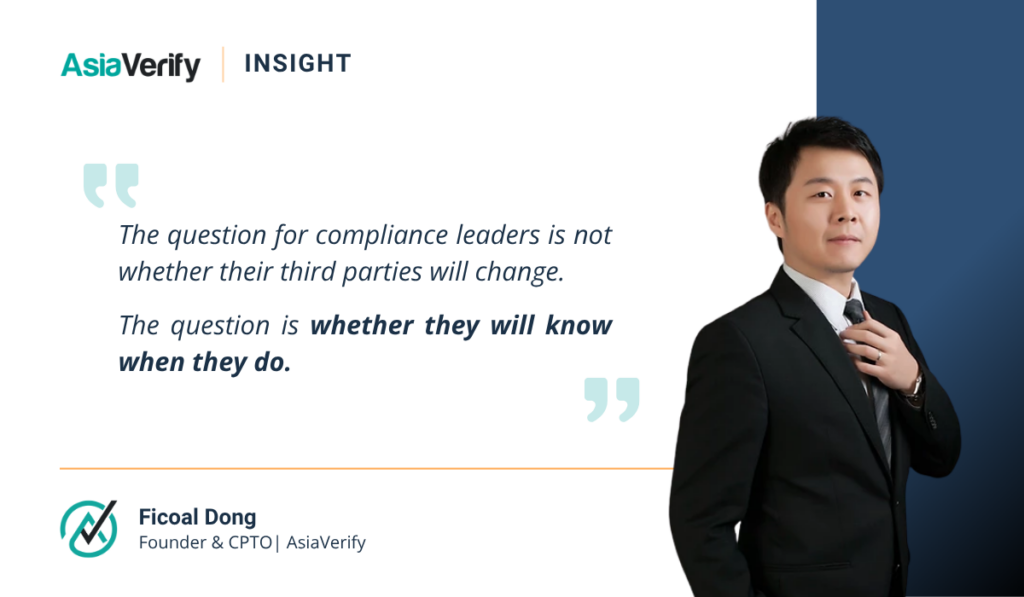 ficoal dong quote on hidden compliance risk of static KYB